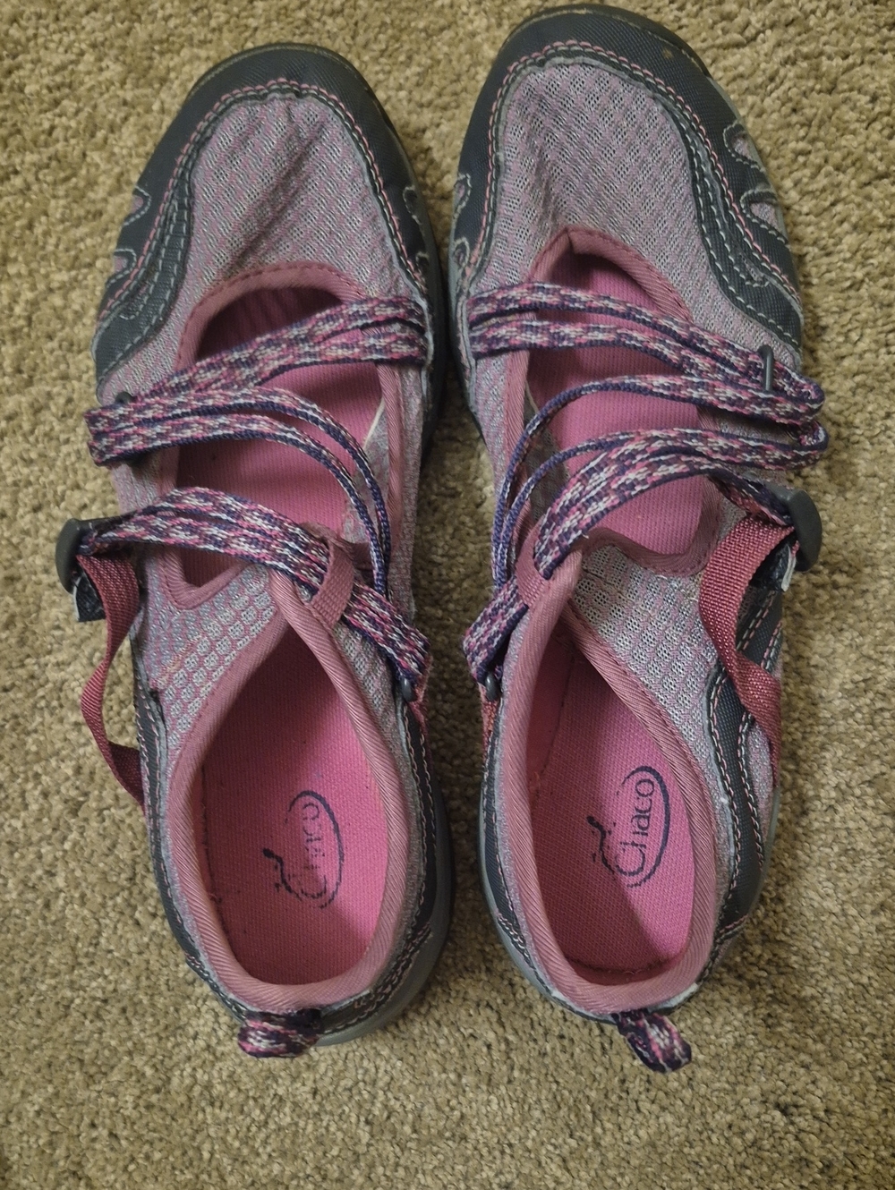 OluKai Pink and Gray Women's Active Sandals with Multi-Color Straps
